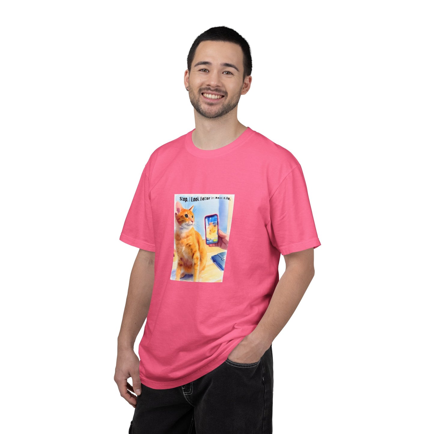 Stop, I Look Better in Real Life Funny Cat T-Shirt | Cat Lover Tee