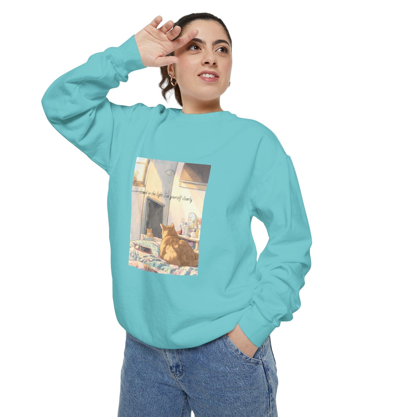 You & Me Vintage Sunlit Cat Sweatshirt | Cosy Crewneck | Cat Lover Gift