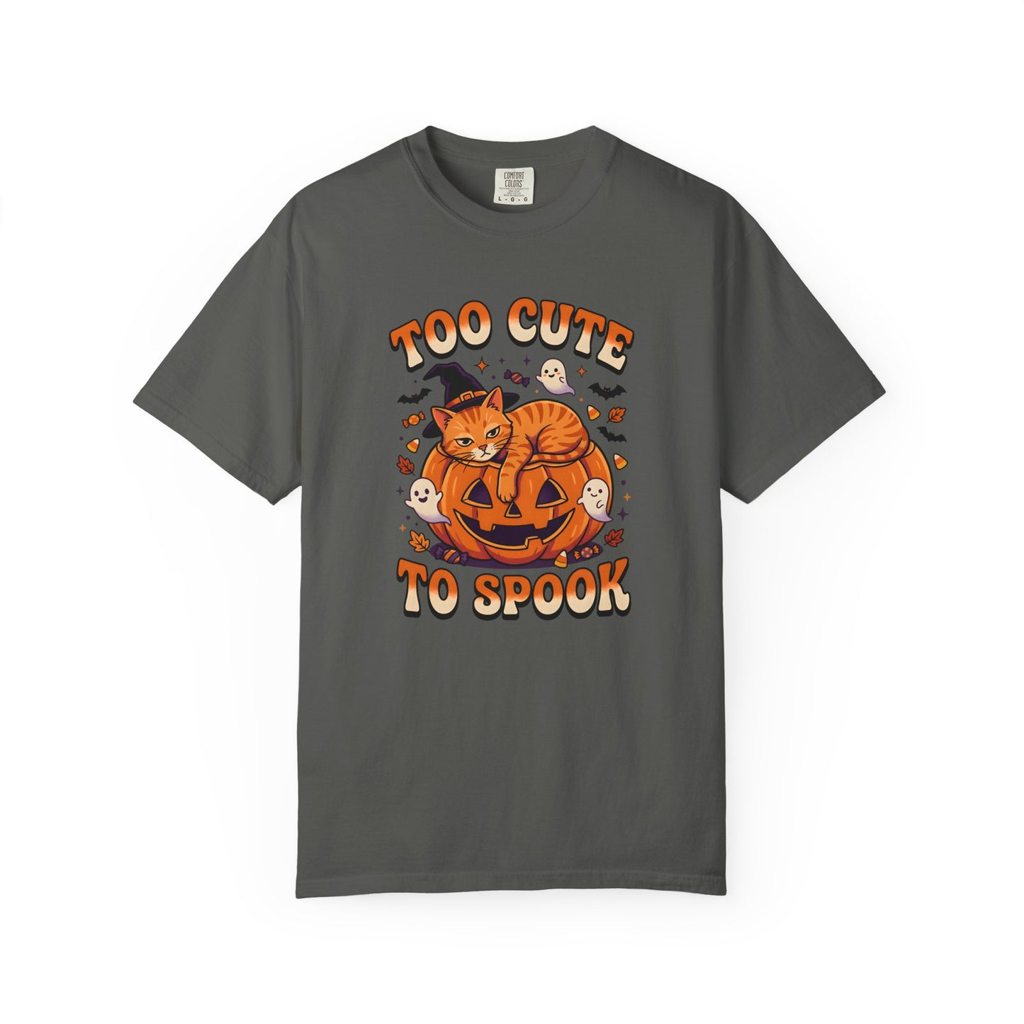 Halloween Cat Shirt, Too Cute To Spook Funny Cat Tee, Cat Mom Halloween Gift, Orange Cat Pumpkin Shirt, Spooky Season Cat Lover Tee,