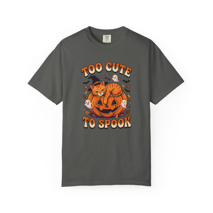 Halloween Cat Shirt, Too Cute To Spook Funny Cat Tee, Cat Mom Halloween Gift, Orange Cat Pumpkin Shirt, Spooky Season Cat Lover Tee,