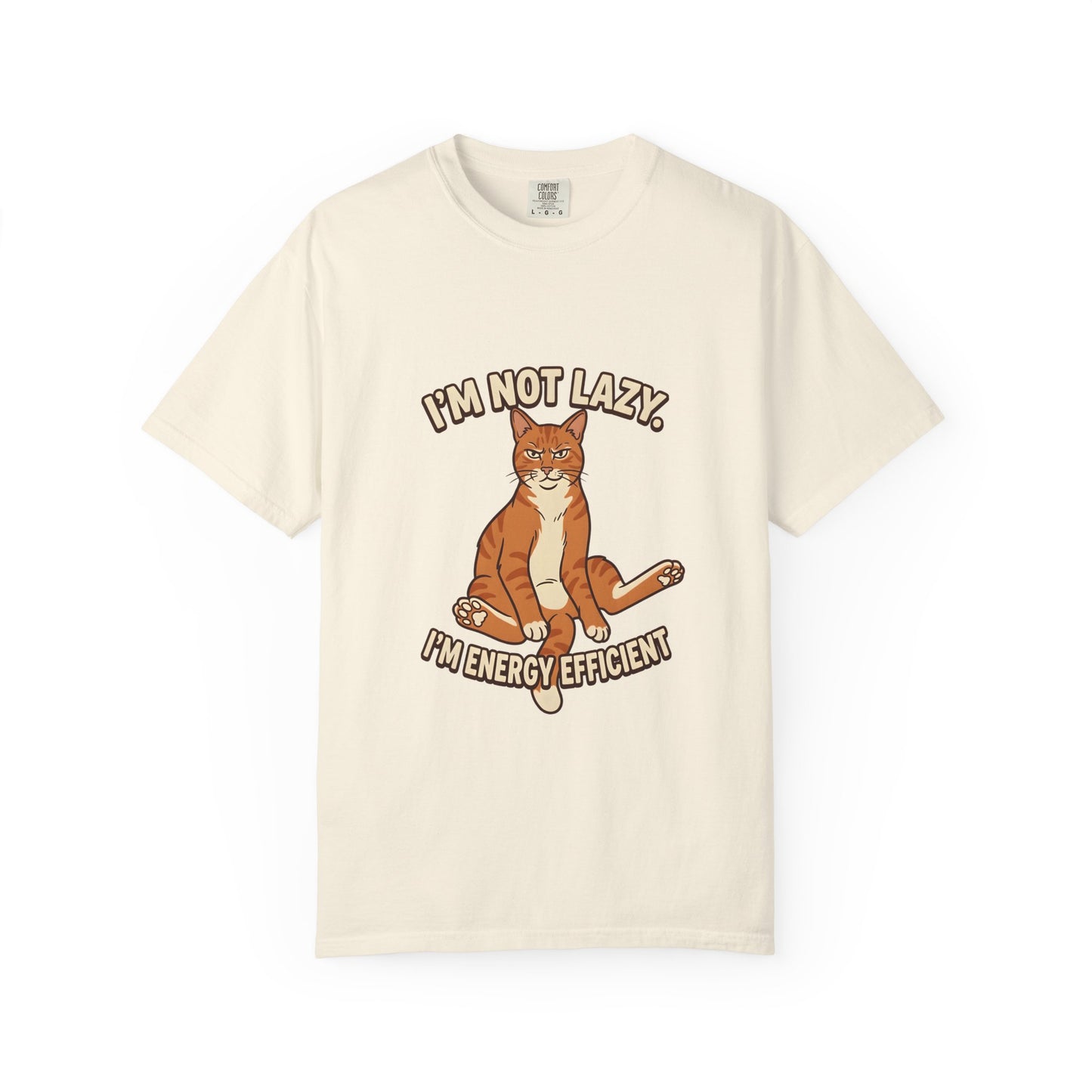 Funny Cat Mom Shirt, I'm Not Lazy I'm Energy Efficient Tee, Ginger Cat Lover Gift, Humorous Cat Graphic Tee, Orange Tabby Gift
