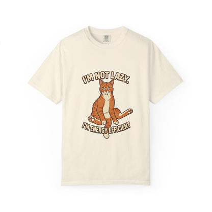 Funny Cat Mom Shirt, I'm Not Lazy I'm Energy Efficient Tee, Ginger Cat Lover Gift, Humorous Cat Graphic Tee, Orange Tabby Gift