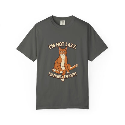 Funny Cat Mom Shirt, I'm Not Lazy I'm Energy Efficient Tee, Ginger Cat Lover Gift, Humorous Cat Graphic Tee, Orange Tabby Gift