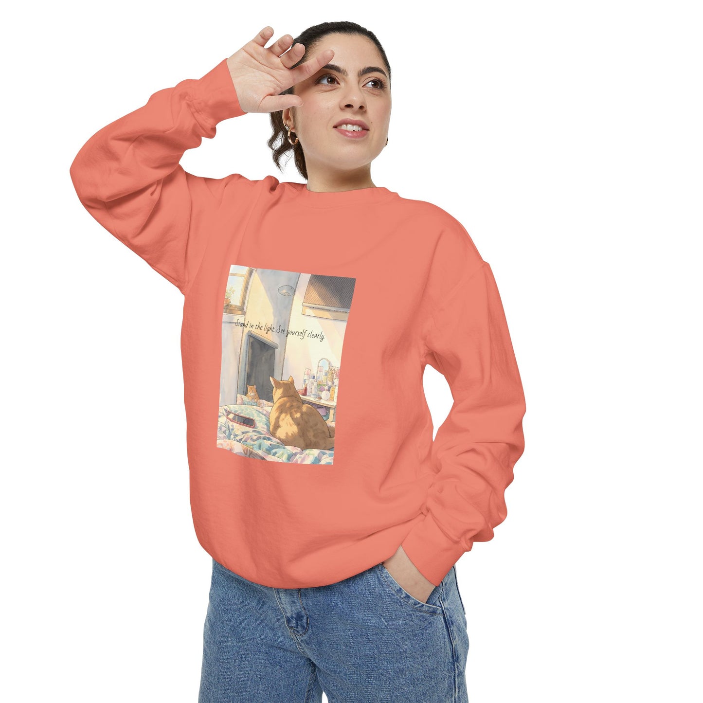 You & Me Vintage Sunlit Cat Sweatshirt | Cosy Crewneck | Cat Lover Gift