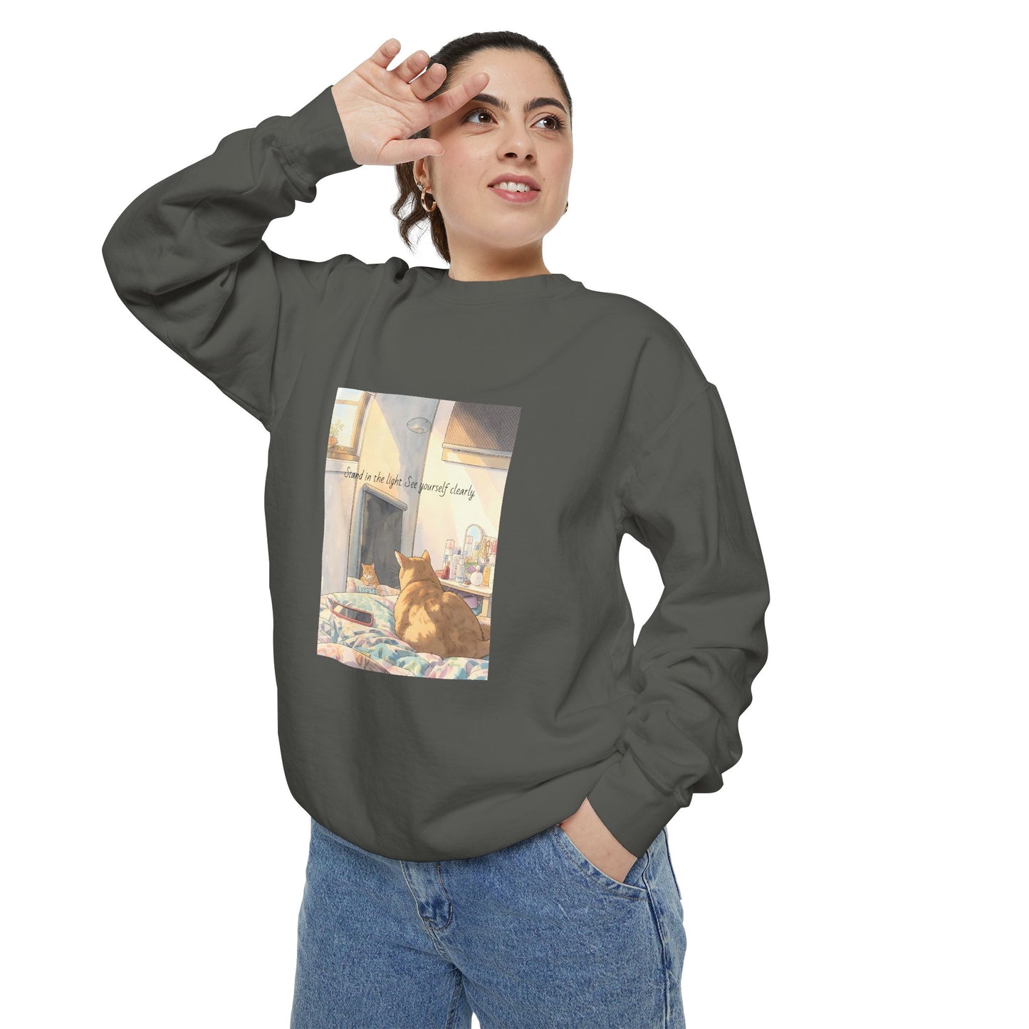 You & Me Vintage Sunlit Cat Sweatshirt | Cosy Crewneck | Cat Lover Gift