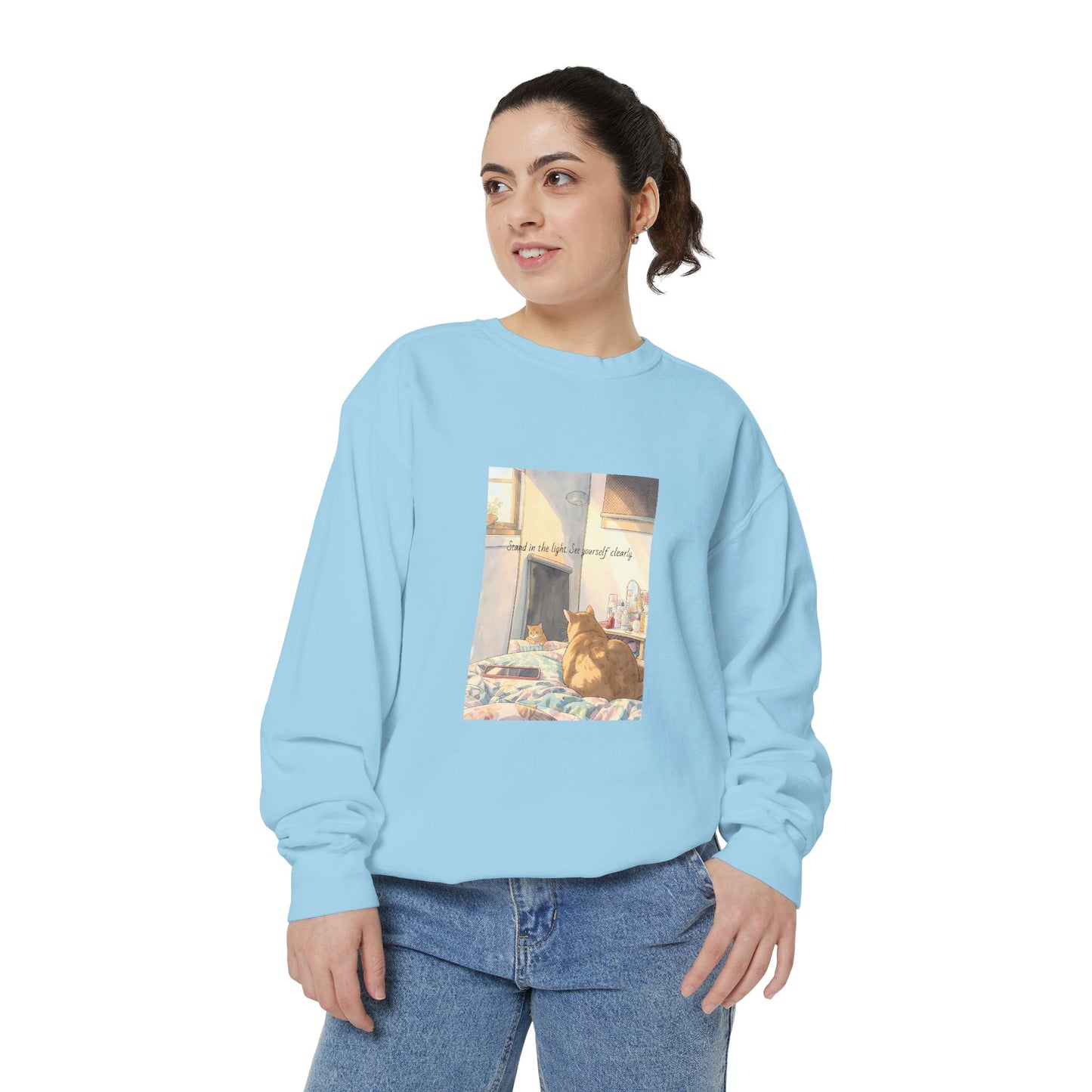 You & Me Vintage Sunlit Cat Sweatshirt | Cosy Crewneck | Cat Lover Gift