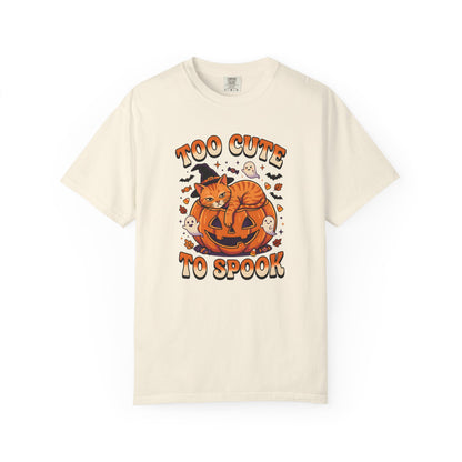 Halloween Cat Shirt, Too Cute To Spook Funny Cat Tee, Cat Mom Halloween Gift, Orange Cat Pumpkin Shirt, Spooky Season Cat Lover Tee,