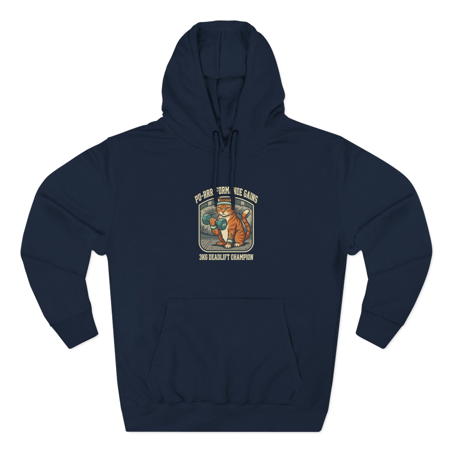Purrformance Gains Funny Buff Cat Gym Hoodie | Cat Lover Gift | Fleece Pullover