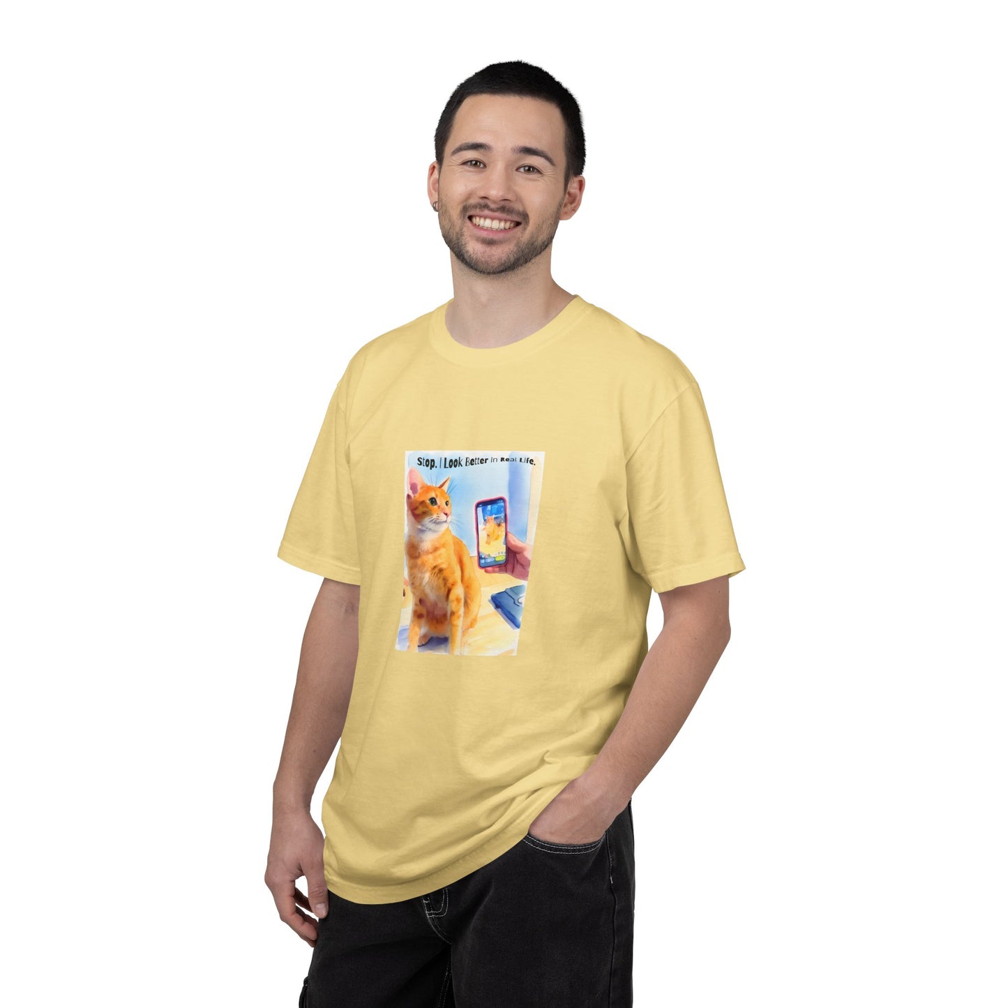 Stop, I Look Better in Real Life Funny Cat T-Shirt | Cat Lover Tee