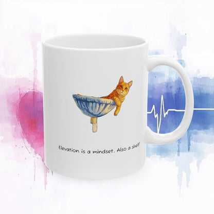 Cat Heartbeat Ceramic Mug Cute Cat Art Coffee Cup