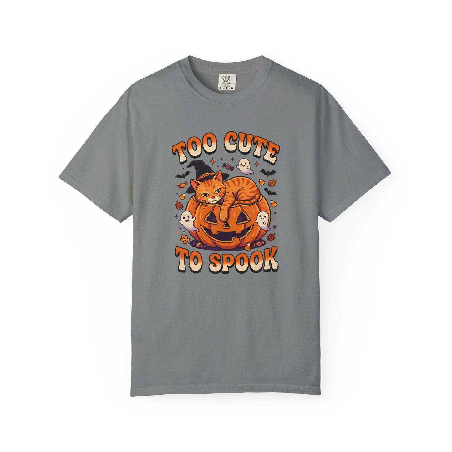 Halloween Cat Shirt, Too Cute To Spook Funny Cat Tee, Cat Mom Halloween Gift, Orange Cat Pumpkin Shirt, Spooky Season Cat Lover Tee,