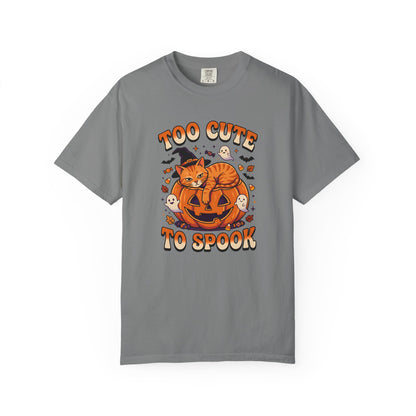Halloween Cat Shirt, Too Cute To Spook Funny Cat Tee, Cat Mom Halloween Gift, Orange Cat Pumpkin Shirt, Spooky Season Cat Lover Tee,