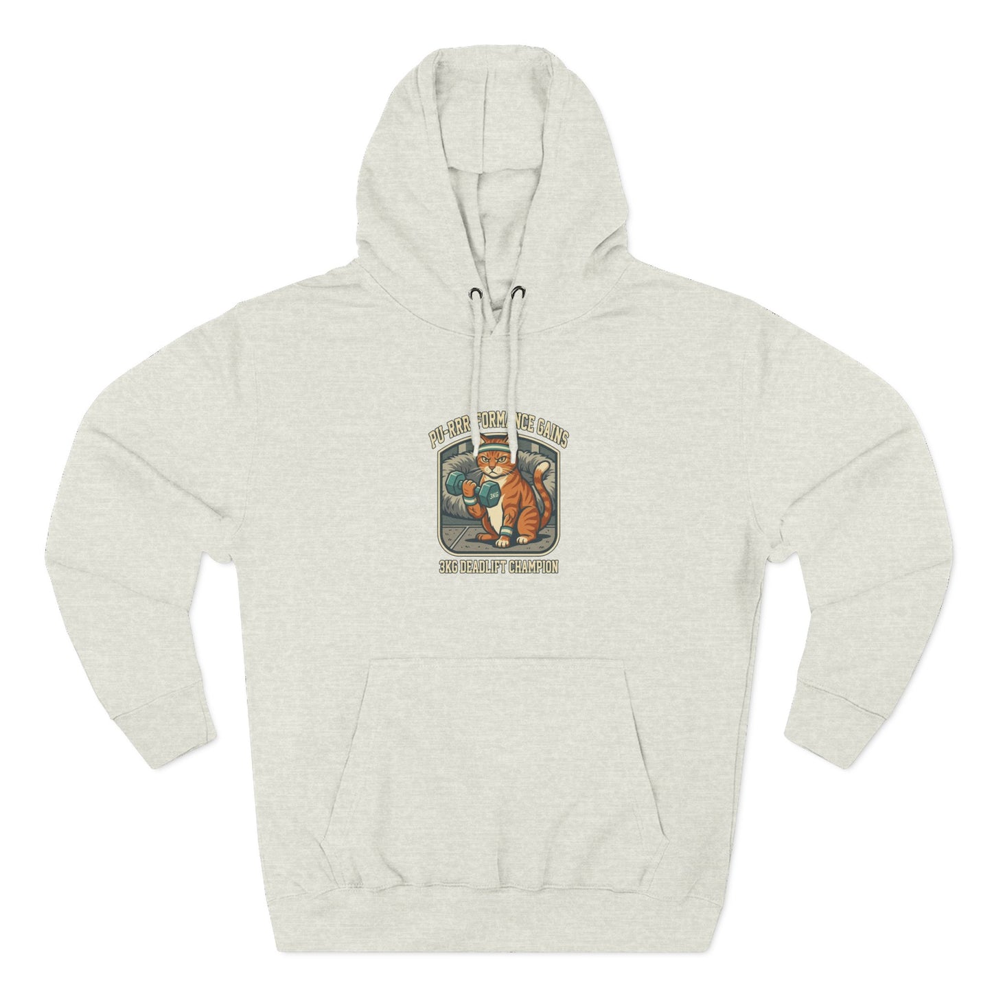 Purrformance Gains Funny Buff Cat Gym Hoodie | Cat Lover Gift | Fleece Pullover