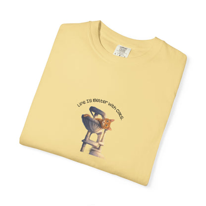 Cute Cat Lover T-Shirt Life Is Better with Cats Graphic Tee, Soft Unisex Cat Shirt Gift