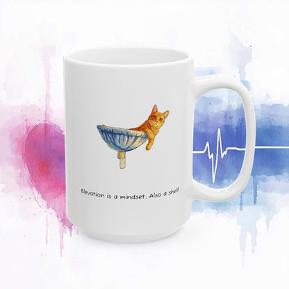 Cat Heartbeat Ceramic Mug Cute Cat Art Coffee Cup