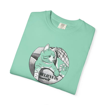 Believe in Spikes – Cat Volleyball Graphic Tee