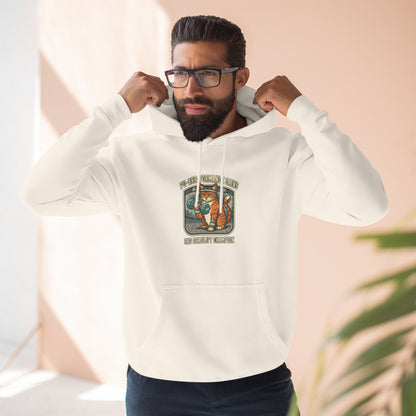 Gray cat gym hoodie with funny buff cat lifting weights graphic and text purrformance gains
