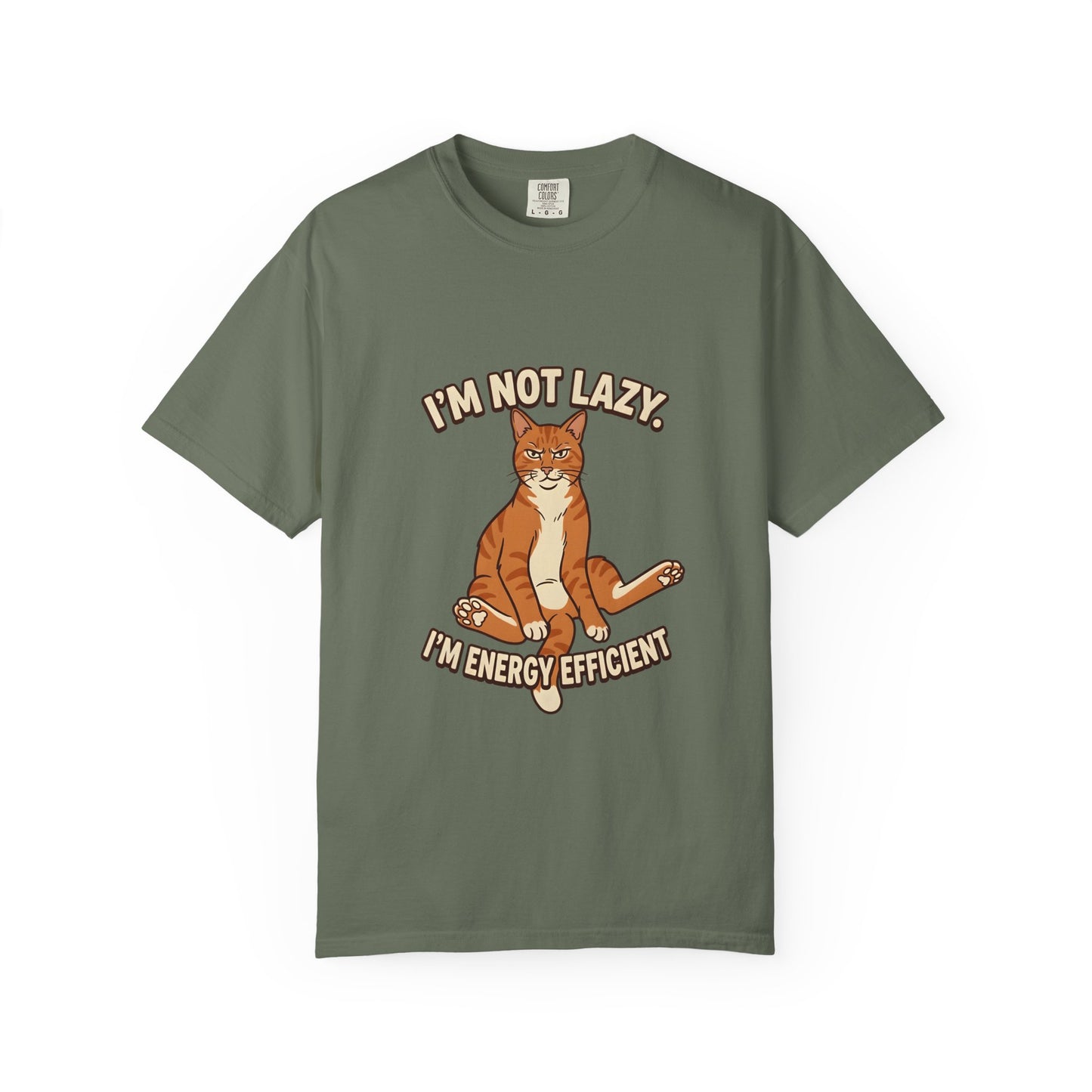 Funny Cat Mom Shirt, I'm Not Lazy I'm Energy Efficient Tee, Ginger Cat Lover Gift, Humorous Cat Graphic Tee, Orange Tabby Gift