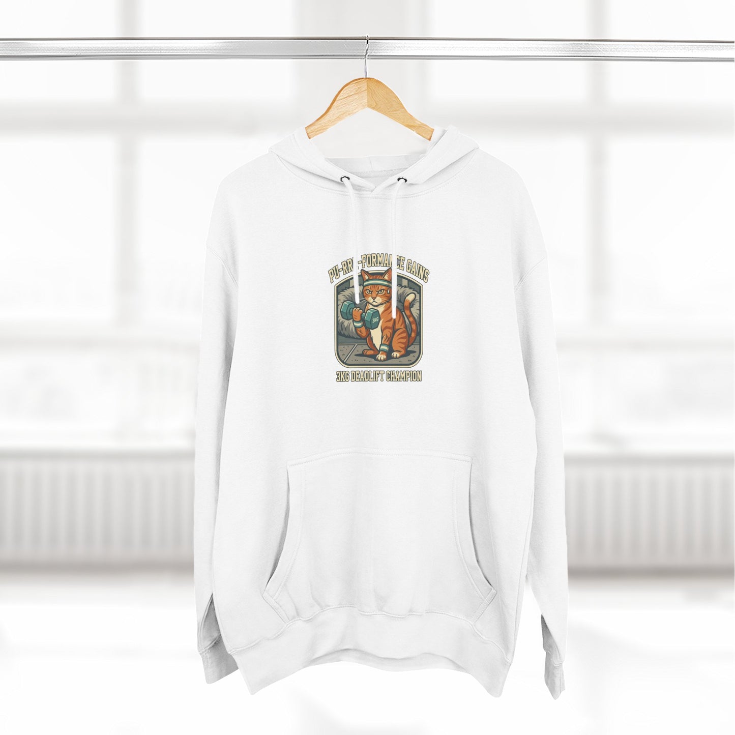 Purrformance Gains Funny Buff Cat Gym Hoodie | Cat Lover Gift | Fleece Pullover