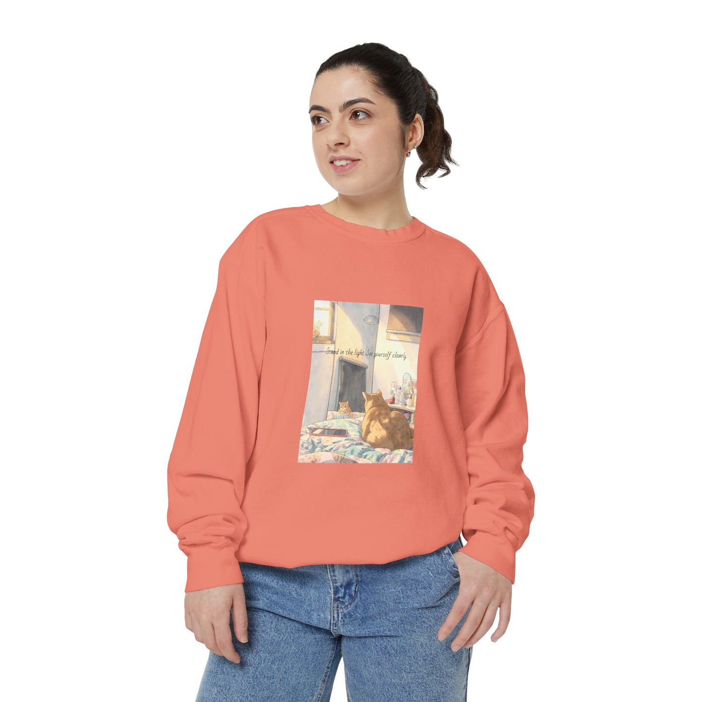 You & Me Vintage Sunlit Cat Sweatshirt | Cosy Crewneck | Cat Lover Gift