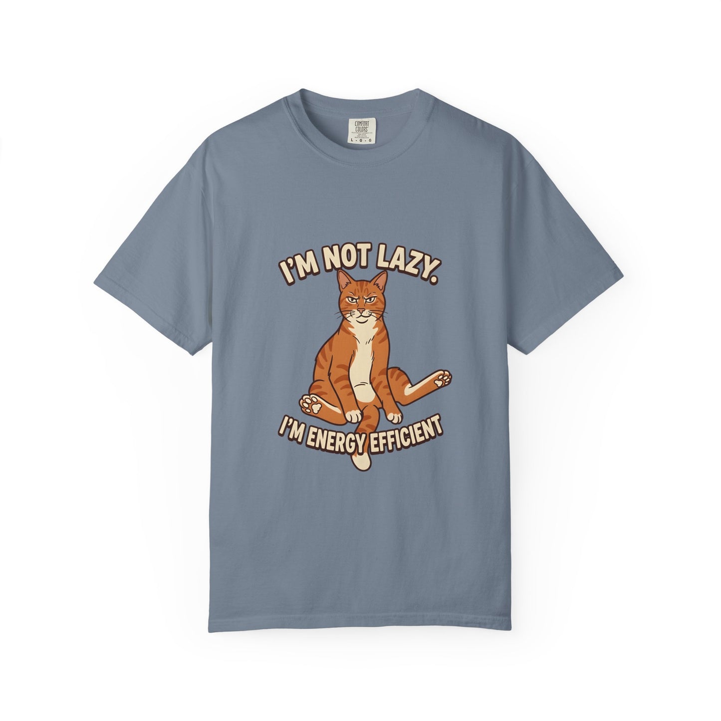 Funny Cat Mom Shirt, I'm Not Lazy I'm Energy Efficient Tee, Ginger Cat Lover Gift, Humorous Cat Graphic Tee, Orange Tabby Gift