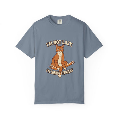 Funny Cat Mom Shirt, I'm Not Lazy I'm Energy Efficient Tee, Ginger Cat Lover Gift, Humorous Cat Graphic Tee, Orange Tabby Gift