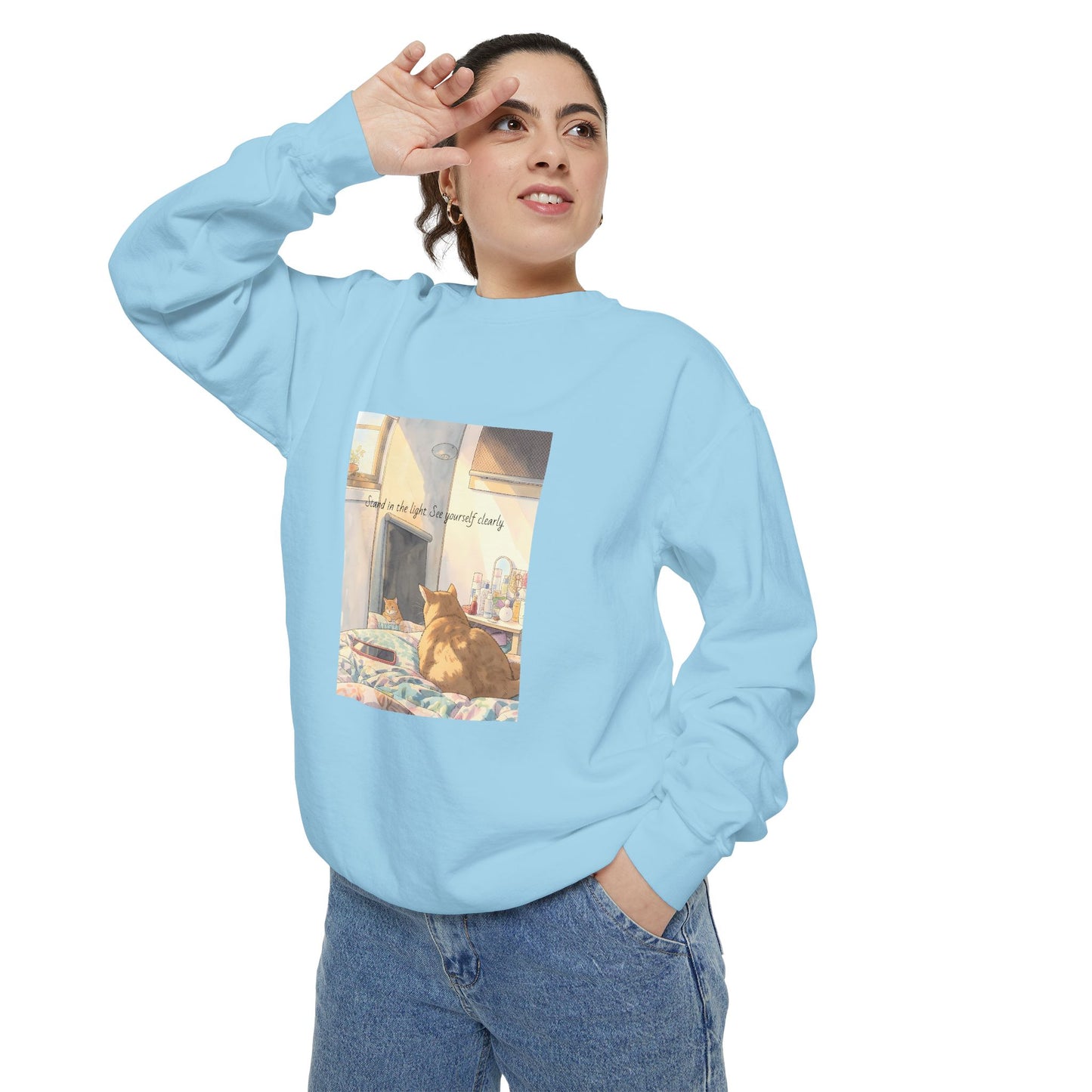 You & Me Vintage Sunlit Cat Sweatshirt | Cosy Crewneck | Cat Lover Gift