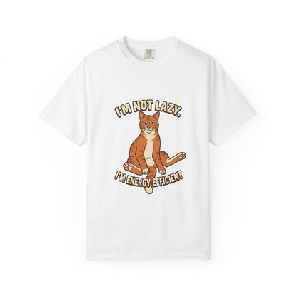 Funny Cat Mom Shirt, I'm Not Lazy I'm Energy Efficient Tee, Ginger Cat Lover Gift, Humorous Cat Graphic Tee, Orange Tabby Gift