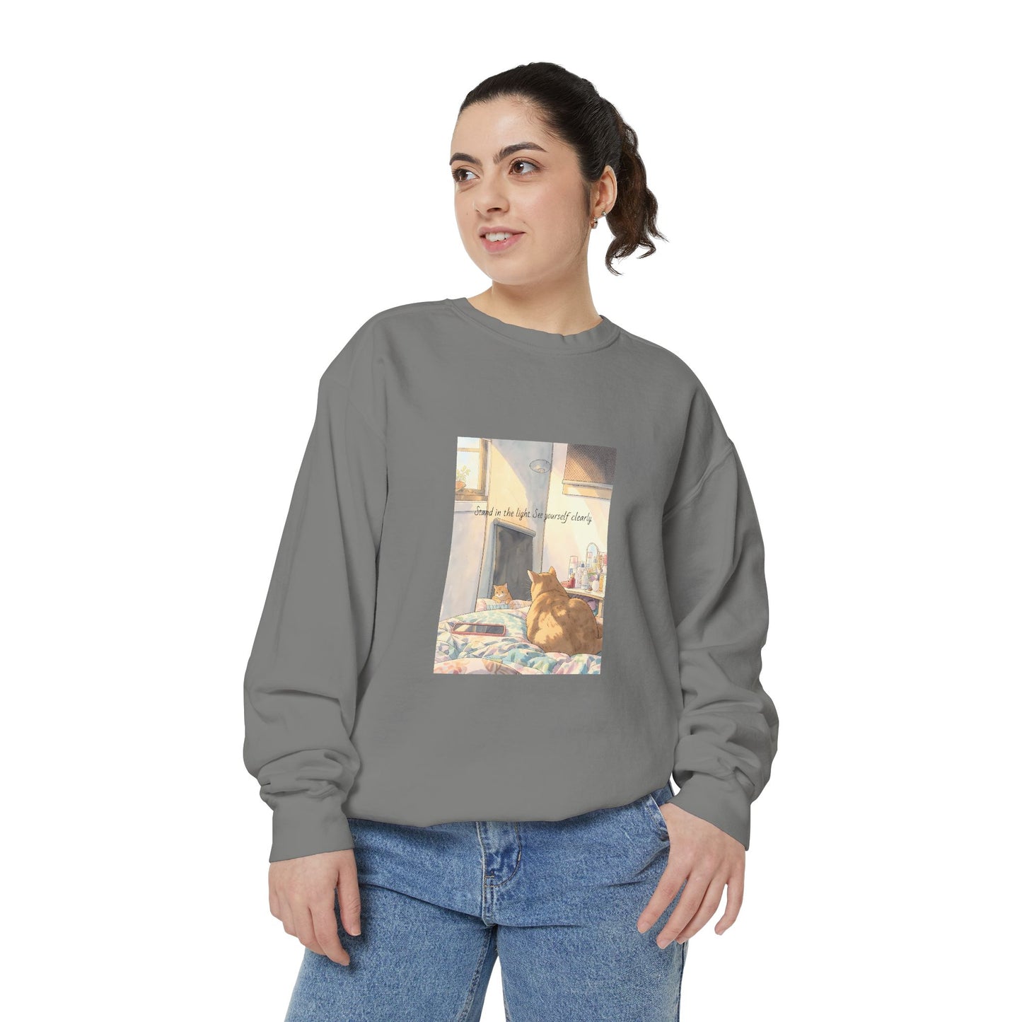 You & Me Vintage Sunlit Cat Sweatshirt | Cosy Crewneck | Cat Lover Gift