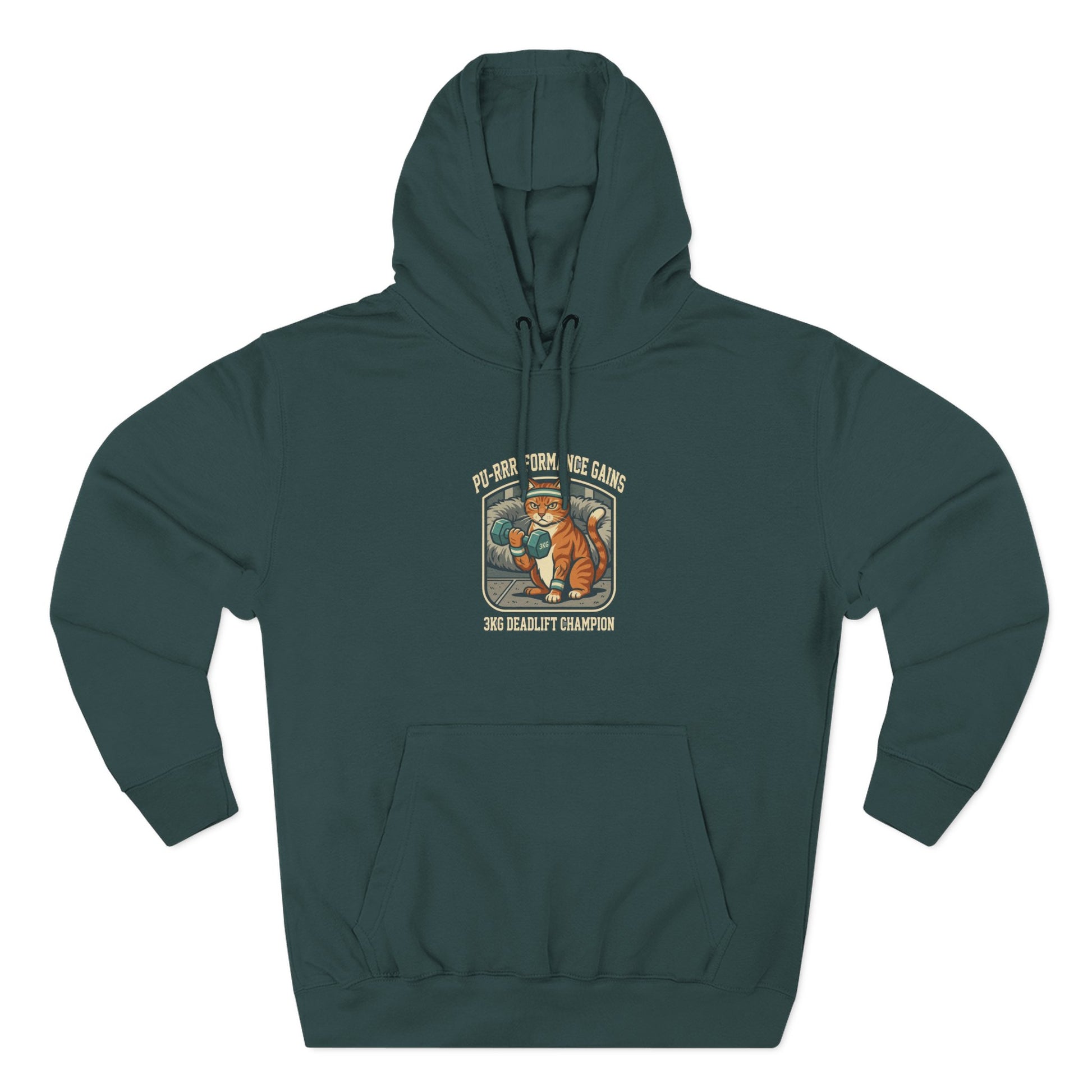 Funny cat gym hoodie gift for fitness lovers with cat lifting weights design