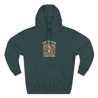 Funny cat gym hoodie gift for fitness lovers with cat lifting weights design