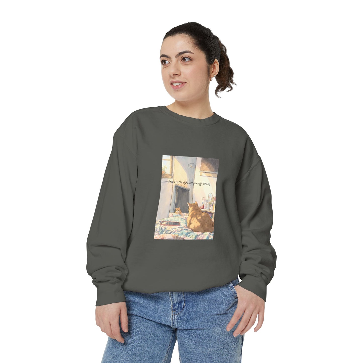 You & Me Vintage Sunlit Cat Sweatshirt | Cosy Crewneck | Cat Lover Gift