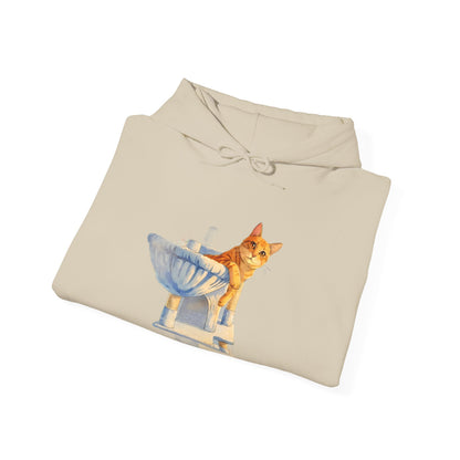Cute Kitten in Sink Hoodie Whimsical Cat Pullover | Cat Lover Gift | Unisex