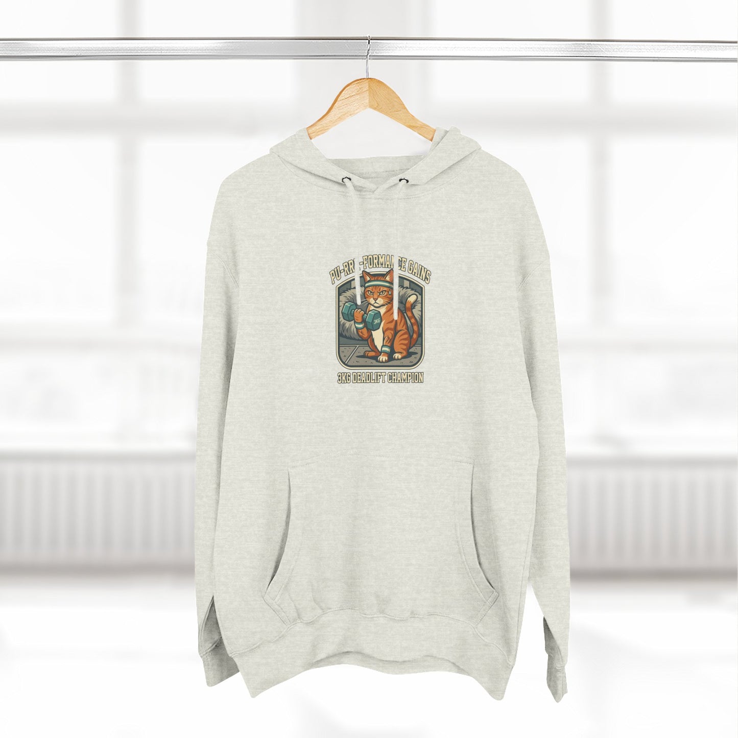 Purrformance Gains Funny Buff Cat Gym Hoodie | Cat Lover Gift | Fleece Pullover