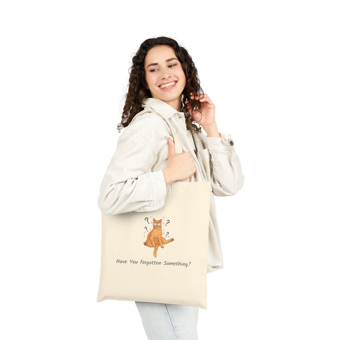 Have You Forgotten Something? Curious Cat Canvas Tote Bag | Cat Lover Gift