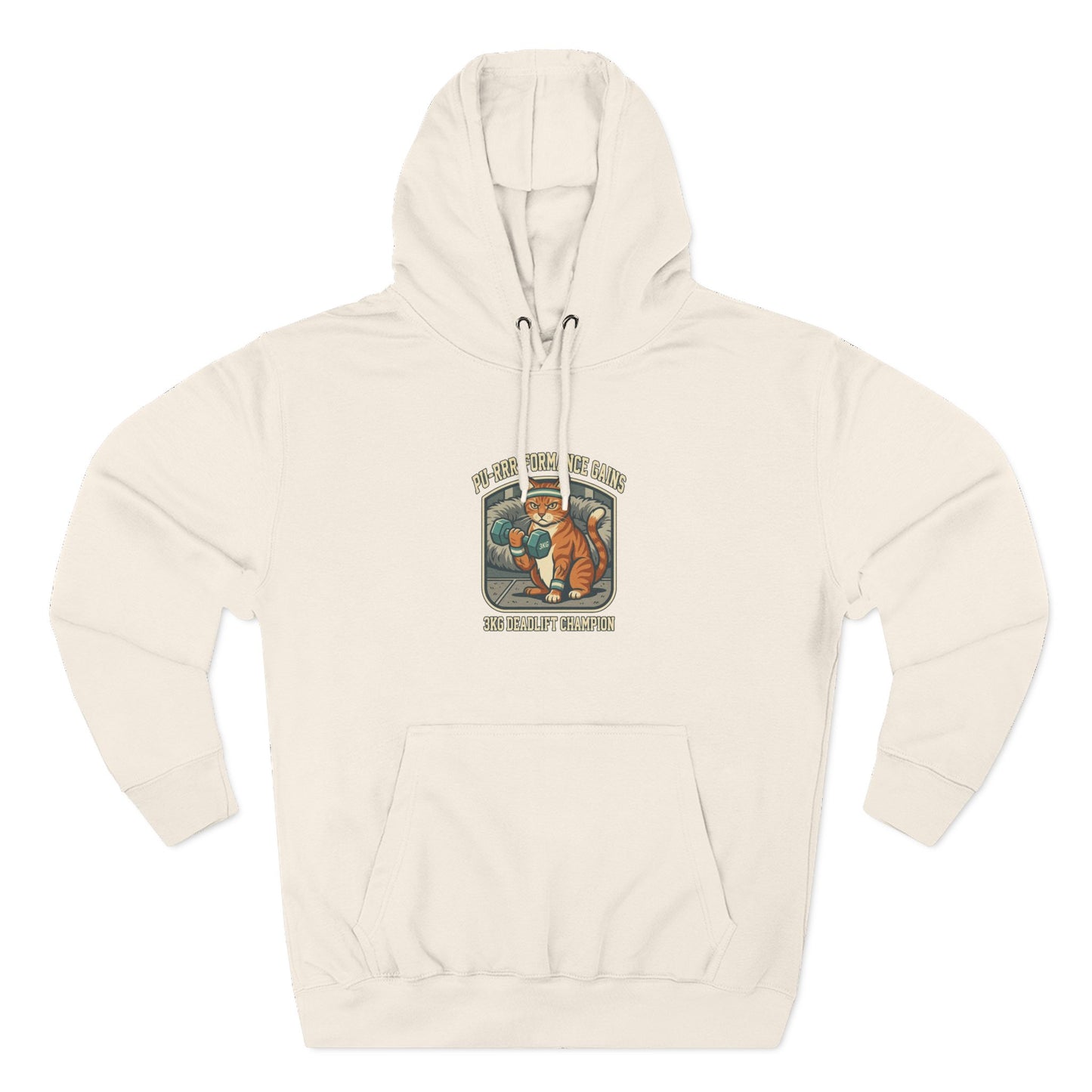 Purrformance Gains Funny Buff Cat Gym Hoodie | Cat Lover Gift | Fleece Pullover