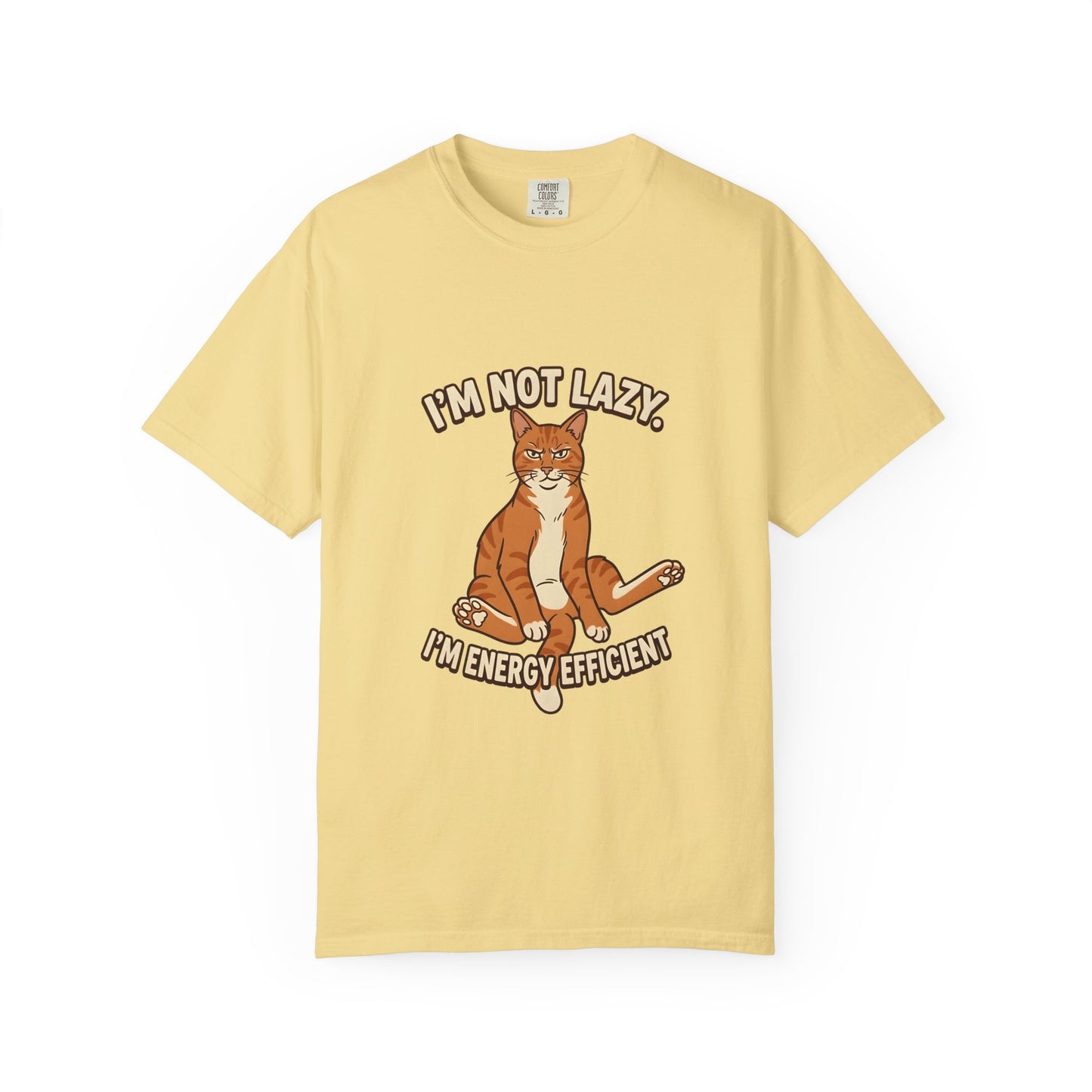 Funny Cat Mom Shirt, I'm Not Lazy I'm Energy Efficient Tee, Ginger Cat Lover Gift, Humorous Cat Graphic Tee, Orange Tabby Gift