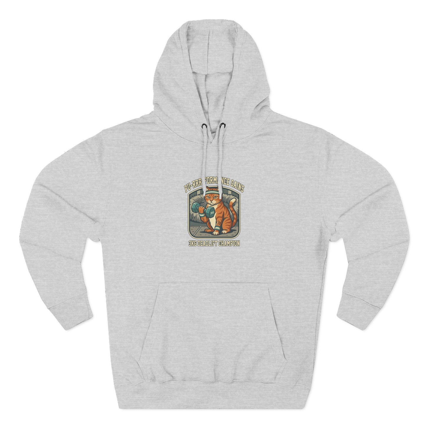Cat gym hoodie with strong cat graphic bodybuilding theme sweatshirt