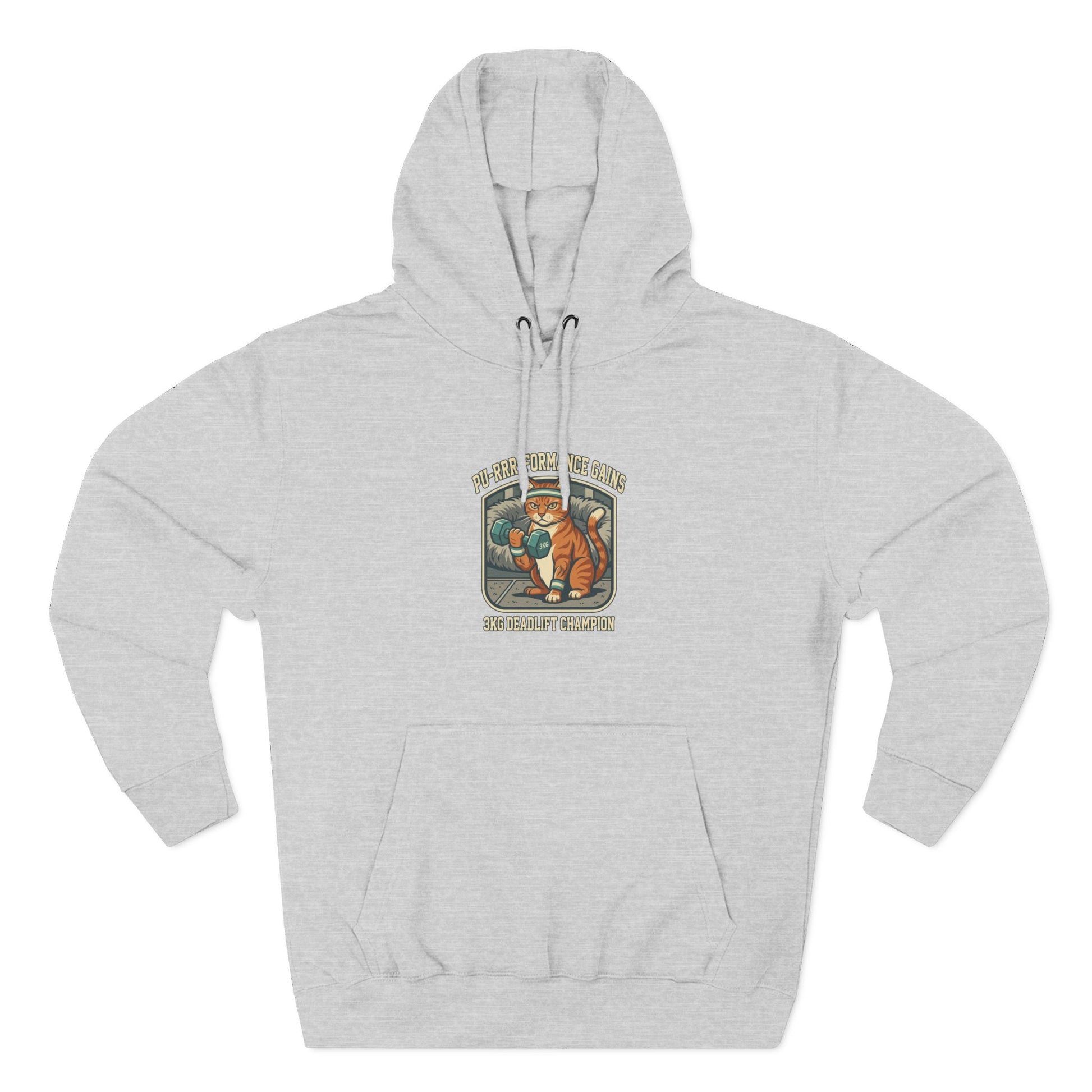 Cat gym hoodie with strong cat graphic bodybuilding theme sweatshirt