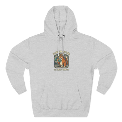 Cat gym hoodie with strong cat graphic bodybuilding theme sweatshirt