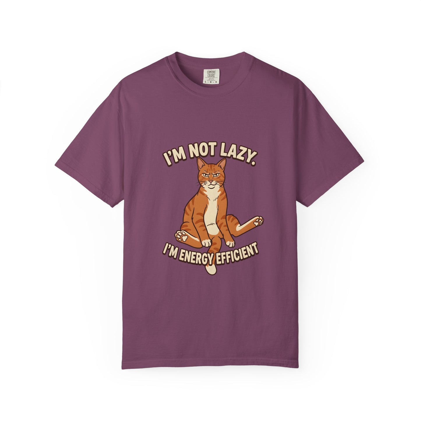 Funny Cat Mom Shirt, I'm Not Lazy I'm Energy Efficient Tee, Ginger Cat Lover Gift, Humorous Cat Graphic Tee, Orange Tabby Gift