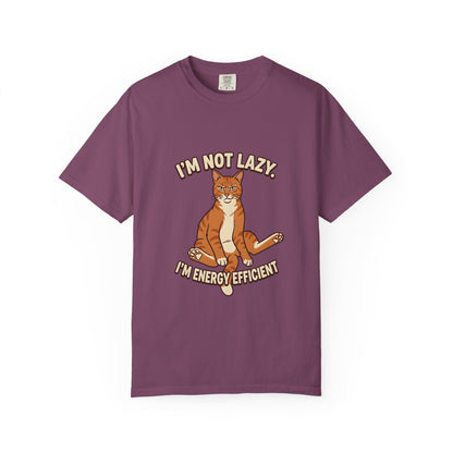 Funny Cat Mom Shirt, I'm Not Lazy I'm Energy Efficient Tee, Ginger Cat Lover Gift, Humorous Cat Graphic Tee, Orange Tabby Gift
