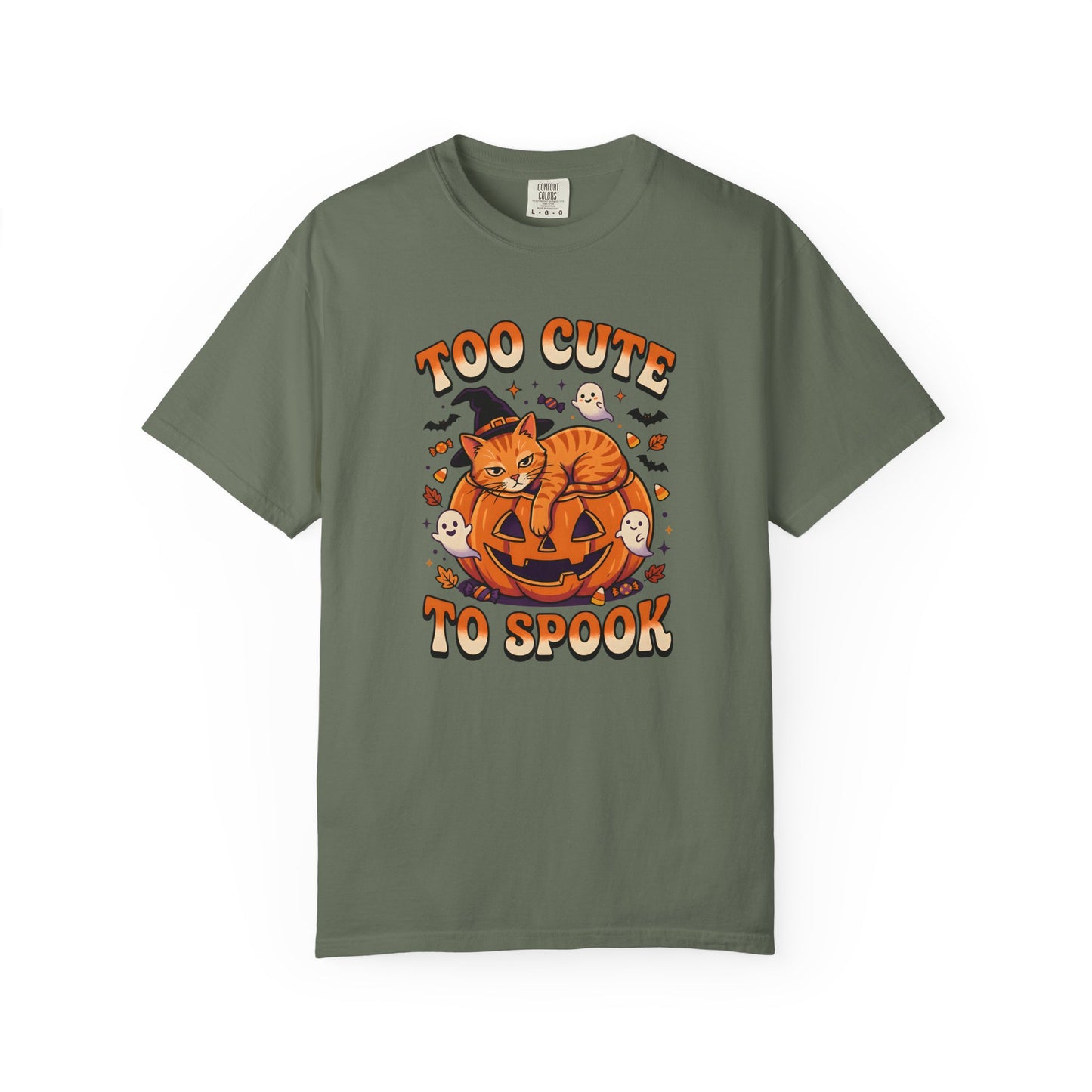 Halloween Cat Shirt, Too Cute To Spook Funny Cat Tee, Cat Mom Halloween Gift, Orange Cat Pumpkin Shirt, Spooky Season Cat Lover Tee,