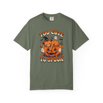 Halloween Cat Shirt, Too Cute To Spook Funny Cat Tee, Cat Mom Halloween Gift, Orange Cat Pumpkin Shirt, Spooky Season Cat Lover Tee,